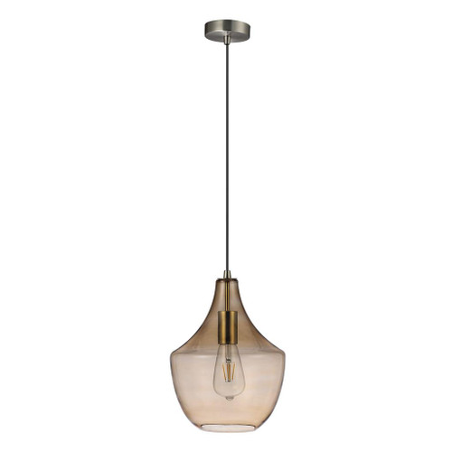 Sail Brass Amber Glass Modern Pendant Light