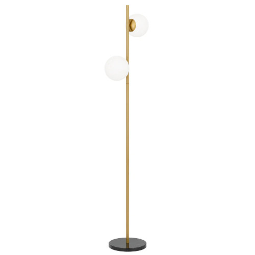 Florence Twin Light Gold Opal Glass Floor Lamp