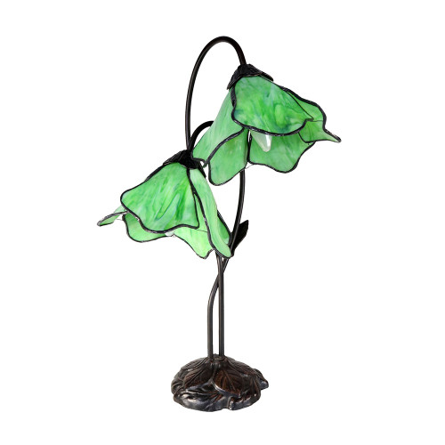 Blooming Green Twin Lotus Table Lamp