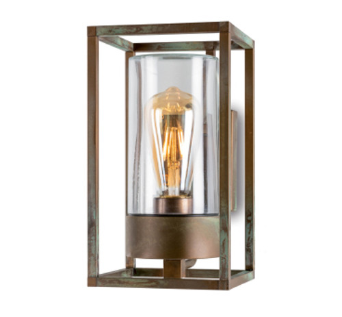 Clontarf Solid Aged Brass Lantern Wall Light