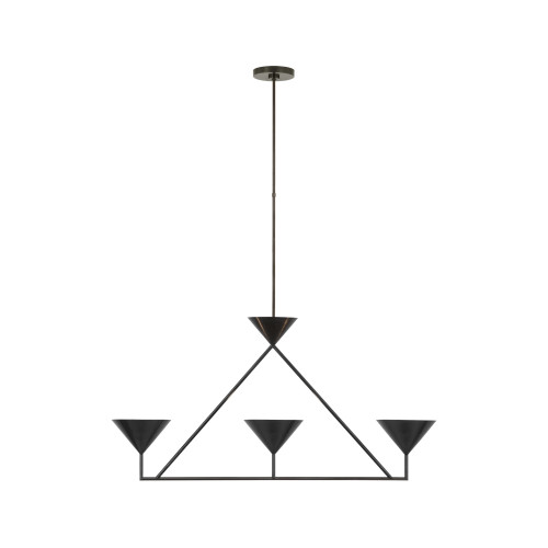 Orsay 3 Light Inverted Cone Bronze Linear Chandelier