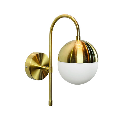 Andrada Brass White Globe Wall Light