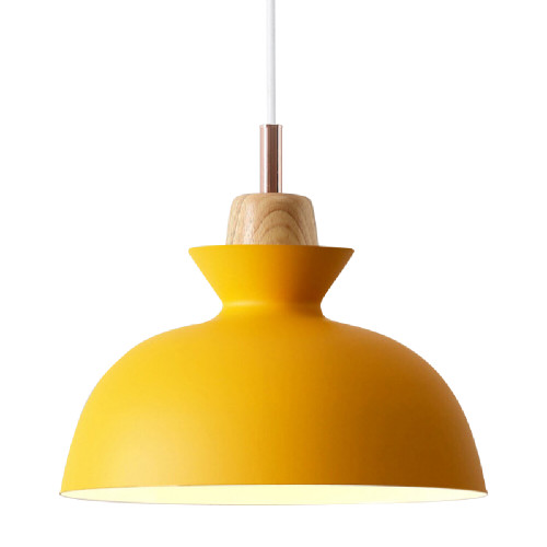 Kellie Wood Top Yellow Dome Pendant Light