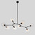 Hand-Blown Dimpled Glass Chandelier - 8 Light - Black and Clear