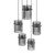 Quincy Smoke Glass Black Quintuple Lights Cluster Pendant-2