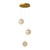 Gem Three Light Clear Glass Gold LED Cluster Pendant