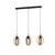 Basildon 3 Light Black and Timber Ring Linear Pendant Light