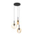 Ipsden 3 Light Black and Wooden Ring Cluster Pendant