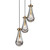 Raindrop Antique Brass Clear Glass Trio Pendant Light