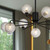 Foscani Nine Light Diamond Cut Clear Glass Black Pendant-1