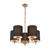 Sheryll 5 Light Antique Gold Pendant with Black Shades-4