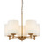 Sheryll 5 Light Antique Gold Pendant with Ivory Shades