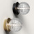 Doul Clear Striped Glass Wall Light - Matt Black-1