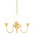 Luke 3 Light Bell Frosted Glass Uplight Pendant - Brass