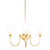 Luke 3 Light Etched Flower Glass Uplight Pendant - Brass