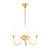 Luke 3 Light Etched Flower Glass Uplight Pendant - Brass-1