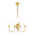Luke 3 Light Etched Flower Glass Uplight Pendant - Brass-2