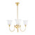 Luke 3 Light Etched Flower Glass Uplight Pendant - Brass-3