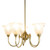 Luke 5 Light Etched Flower Glass Uplight Pendant - Brass
