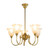 Luke 5 Light Etched Flower Glass Uplight Pendant - Brass-1