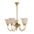 Luke 5 Light Etched Flower Glass Uplight Pendant - Brass-4