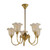 Luke 5 Light Etched Flower Glass Uplight Pendant - Brass-5