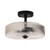 Winona Clear Ribbed Glass Close to Ceiling Light - Black