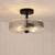 Winona Clear Ribbed Glass Close to Ceiling Light - Black-1