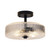 Winona Clear Ribbed Glass Close to Ceiling Light - Black-2