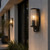 Taranto IP44 Ribbed Glass Wall Light with Sensor - Black-1