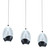Tear 3 Light Black 3CCT LED Linear Cluster Pendant