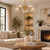 Meteor Five Glass Orb Round Cluster Pendant Light - Gold-1