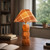 Kythnos Brown Faceted Wooden Table Lamp - Plaid Shade-1