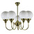 Luke 5 Light Round Opal Glass Uplight Pendant - Brass