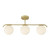 Grant 3 Light Brass Opal Linear Close To Ceiling Light