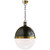 Hicks Extra Large Round Bronze and Antique Brass with White Glass Pendant Light