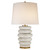 Phoebe Stacked Antiqued White with Linen Shade Table Lamp 