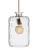 Pillar Cylindrical Clear and Brass Dimpled Glass Pendant Light