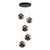 Bubbles 5 Light Black Smoke Glass Cluster Pendant Chandelier