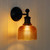 Bridgeton Satin Black Wall Light with Amber Glass Shade-1