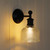 Bridgeton Satin Black Wall Light with Clear Glass Shade-1