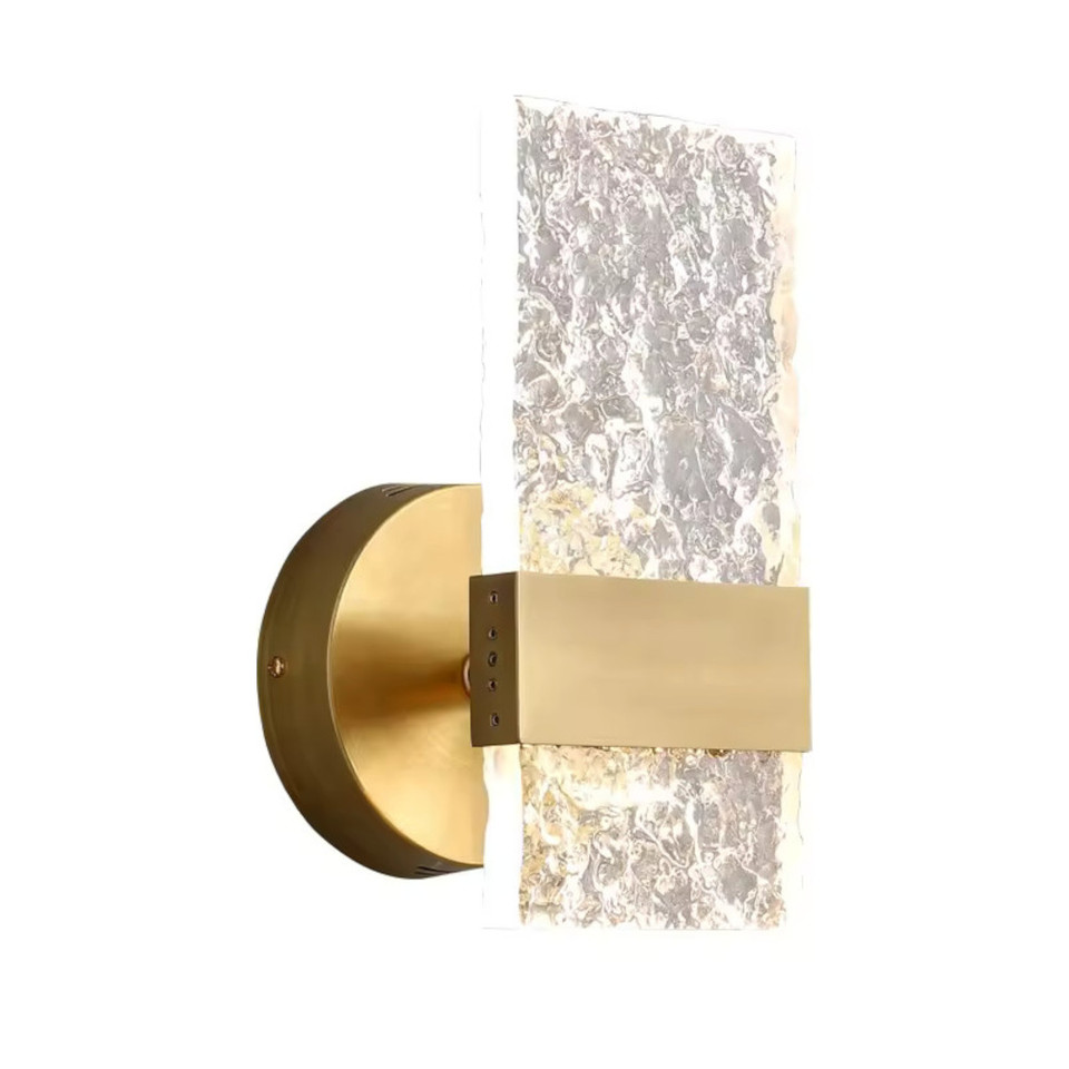 Eleanor Corrugated Glass Rectangular Brass Wall Light