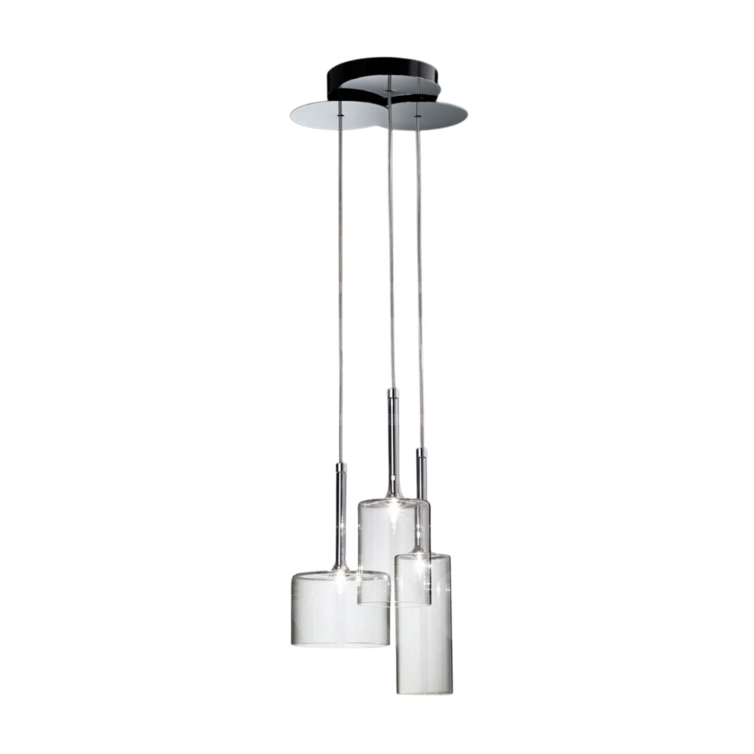 Clear Glass Chrome Metal 3 Light Cluster Pendant Chandelier