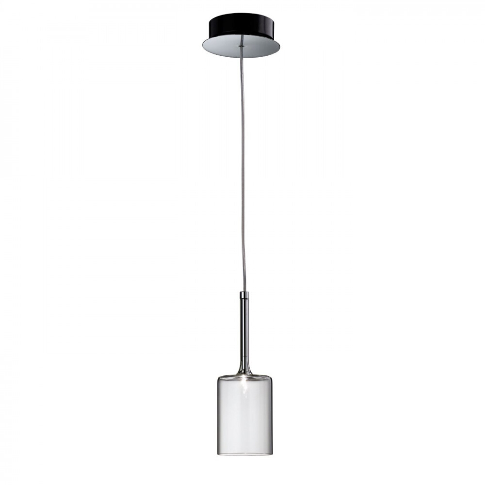 Mid Height Clear Glass Chrome Metal Pendant Light