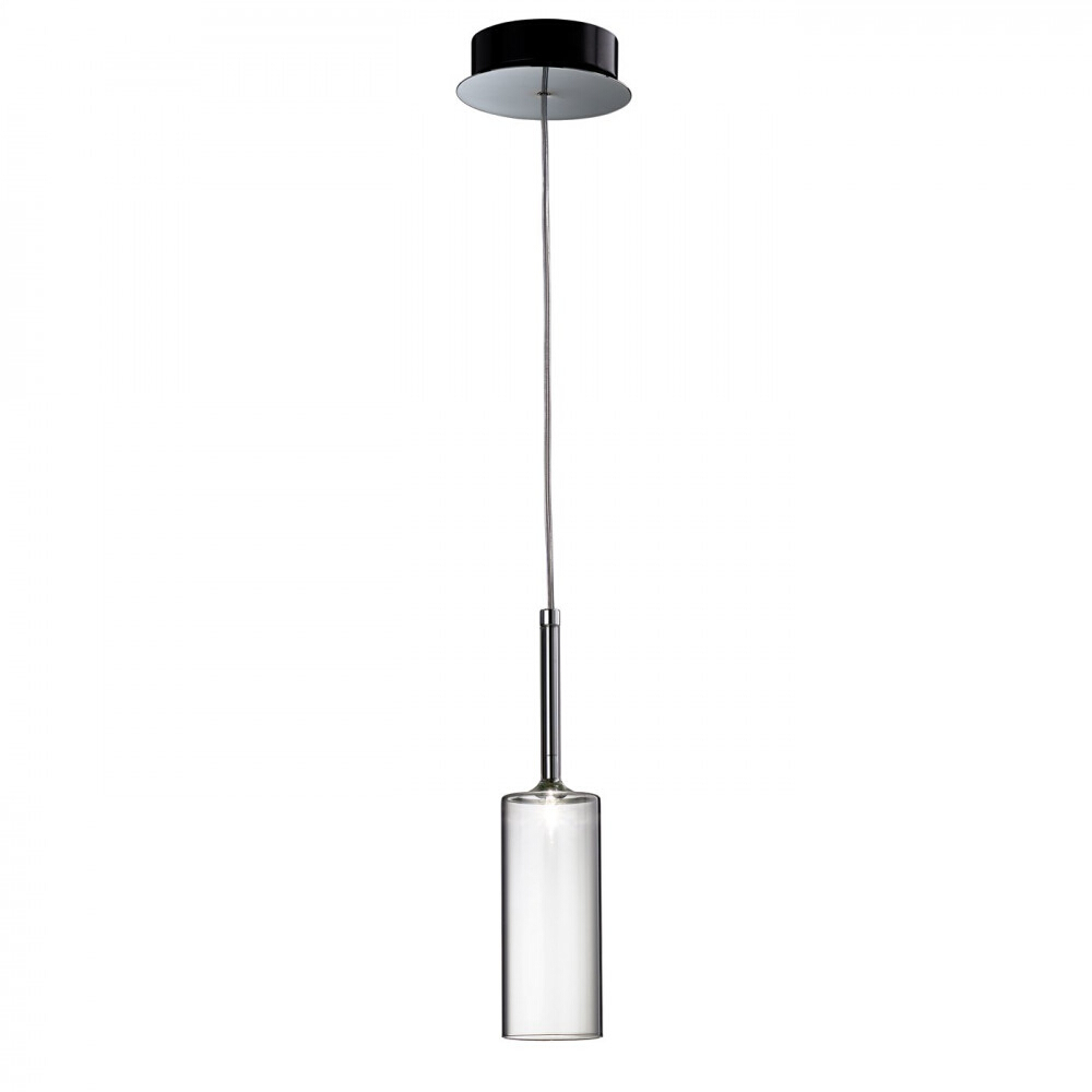 Tall Tube Clear Glass Chrome Metal Pendant Light