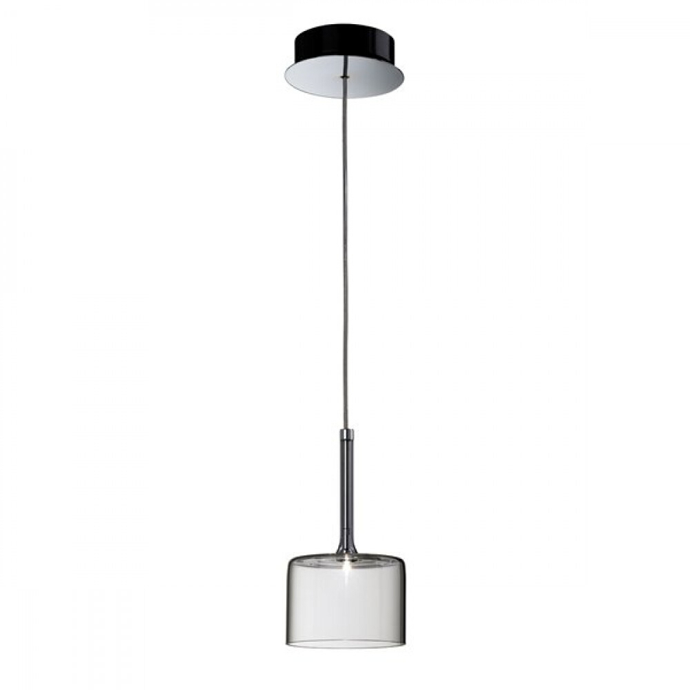 Wide Cylinder Clear Glass Chrome Metal Pendant Light