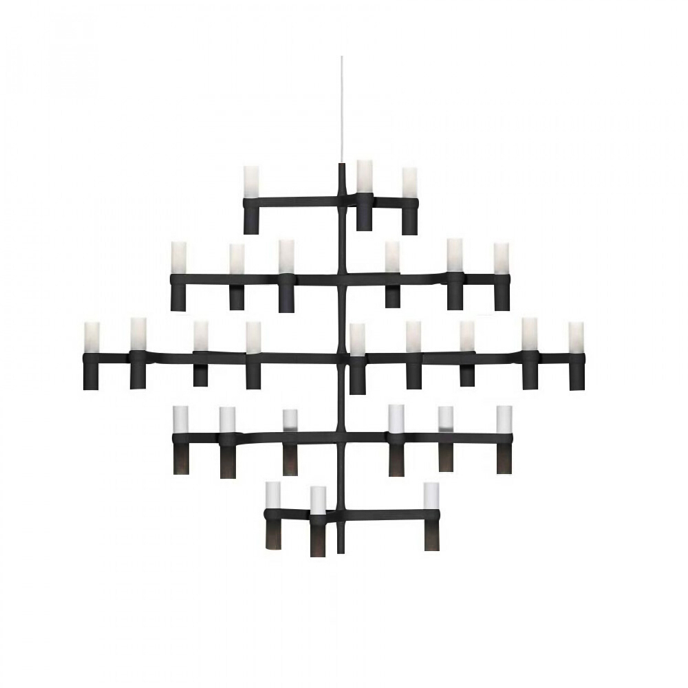 Modular 30 Light Candle Contemporary Chandelier - Black