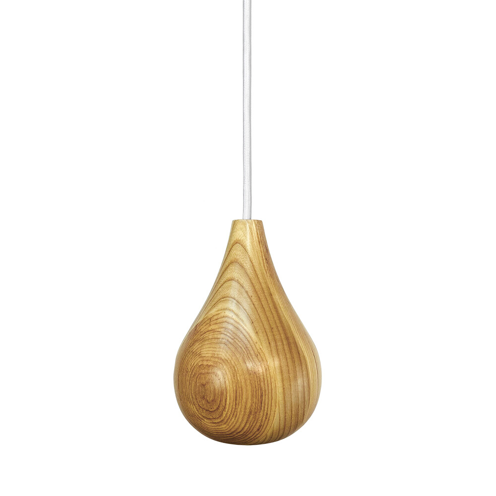 Natural Wooden Teardrop Bulb Pendant Light