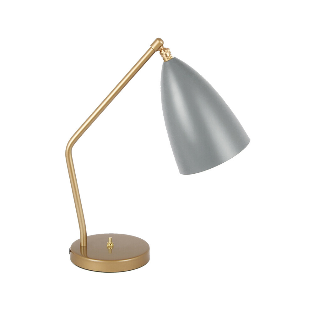 Long Conical Shade Bent Steel Table Lamp - Grey