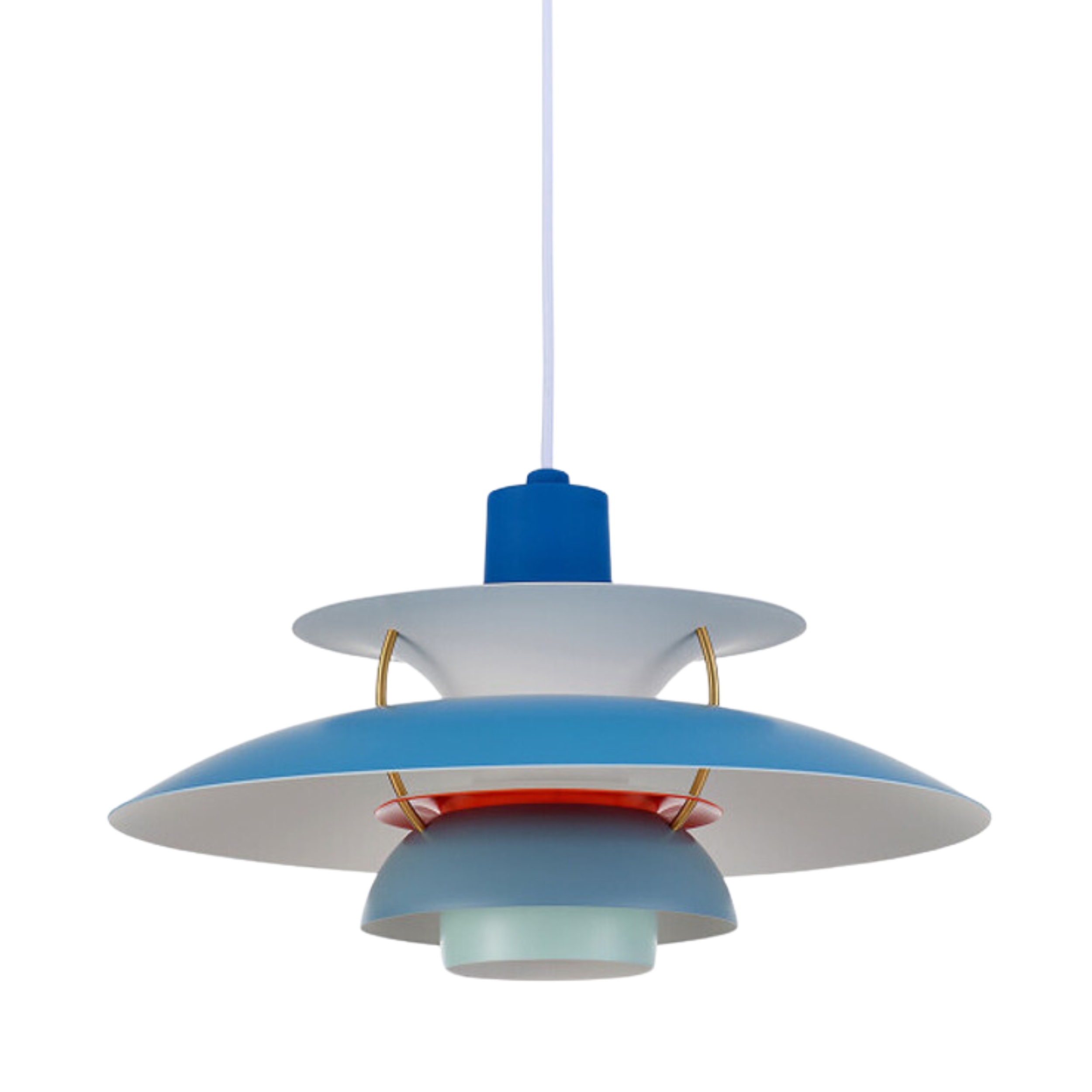Three Shade Blue Classic Mid-Century Modern Pendant Light